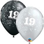 11″ 19-A-Round Black And Silver (50pcs) Balloons