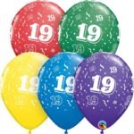 12' Multicolor Round Latex Balloon-50 pcs. 19 years-old- Birthday balloons for women and Men. Anniversary Christmas Party Supply. Uninflated