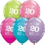 12' Multicolor Round Latex Balloons- 50 pcs.20 years-old birthday balloons for women and men 20th birthday Anniversary Christmas Party Supply. Uninflated.