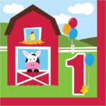 Farmhouse Fun 1st Birthday Luncheon Napkin - 18 Piece Count (Party Supplies)