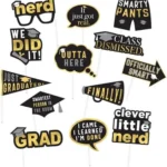 Graduation Black, Gold, and Silver Photo Props - 13 Count (Party Supplies)
