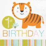 Happy Jungle 1st Birthday Napkins - 16 Piece Count (Party Supplies)
